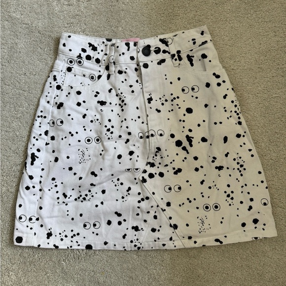 Lazy Oaf x Studio Arhoj Mini Splatter Print Skirt Black & White SIZE XS/24in - Picture 8 of 12